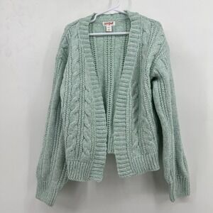 Cat & Jack Girls Open Front Knit Cardigan Sweater Mint Green Size S 6/7